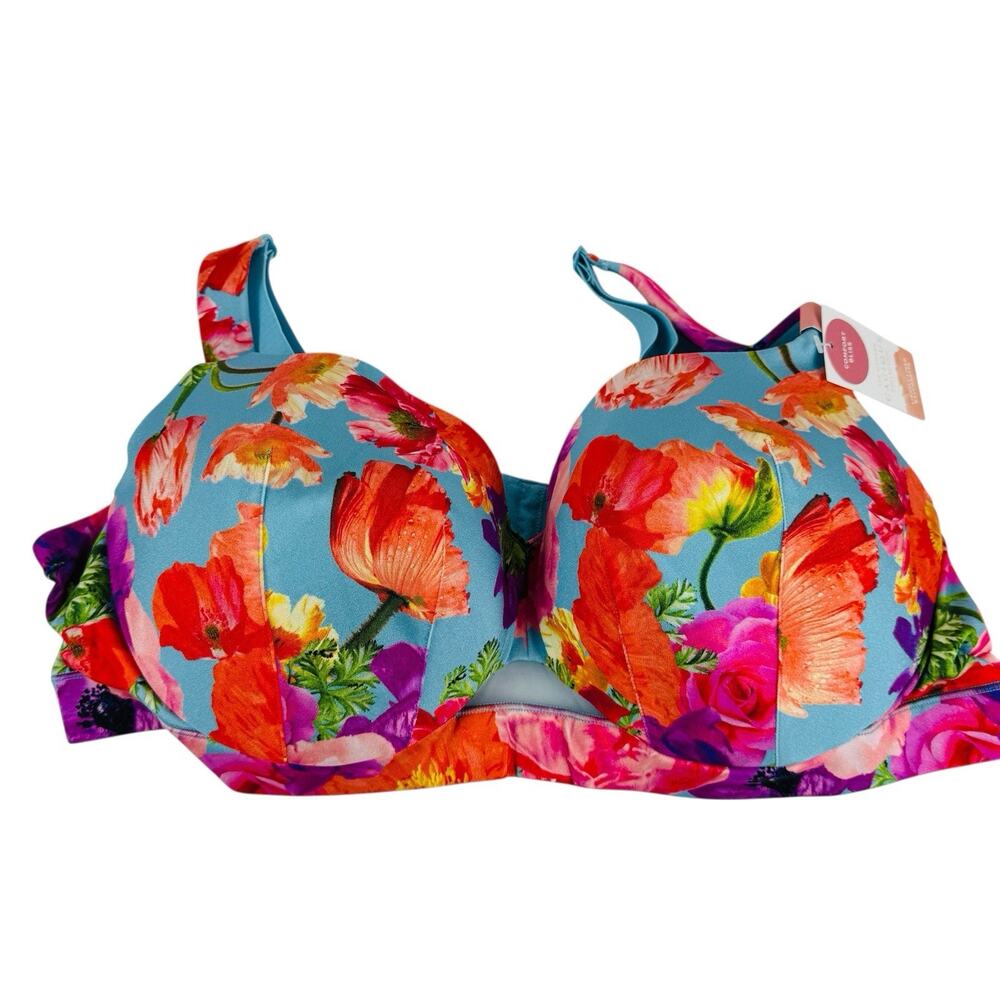 Cacique 44D Bra Bright Floral Lightly Lined Full Coverage Underwire NWT